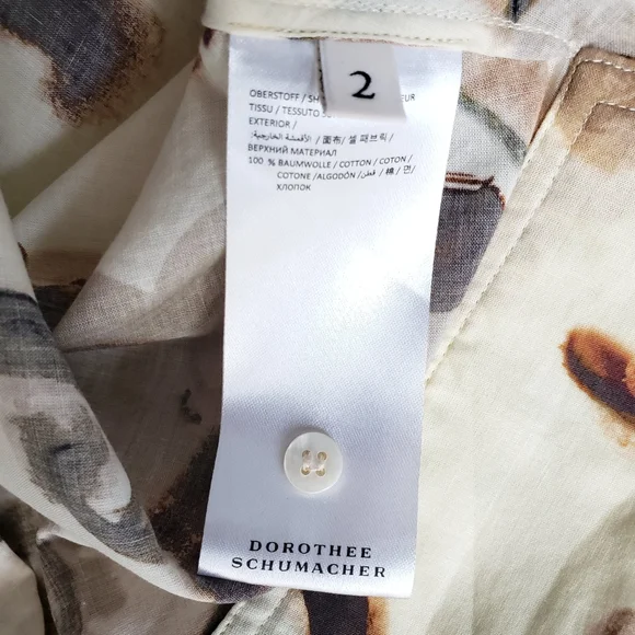 DOROTHEE SCHUMACHER ABSTRACT FLORAL NEUTRAL HIGH, LOW BLOUSE SIZE S/M - Picture 13 of 16